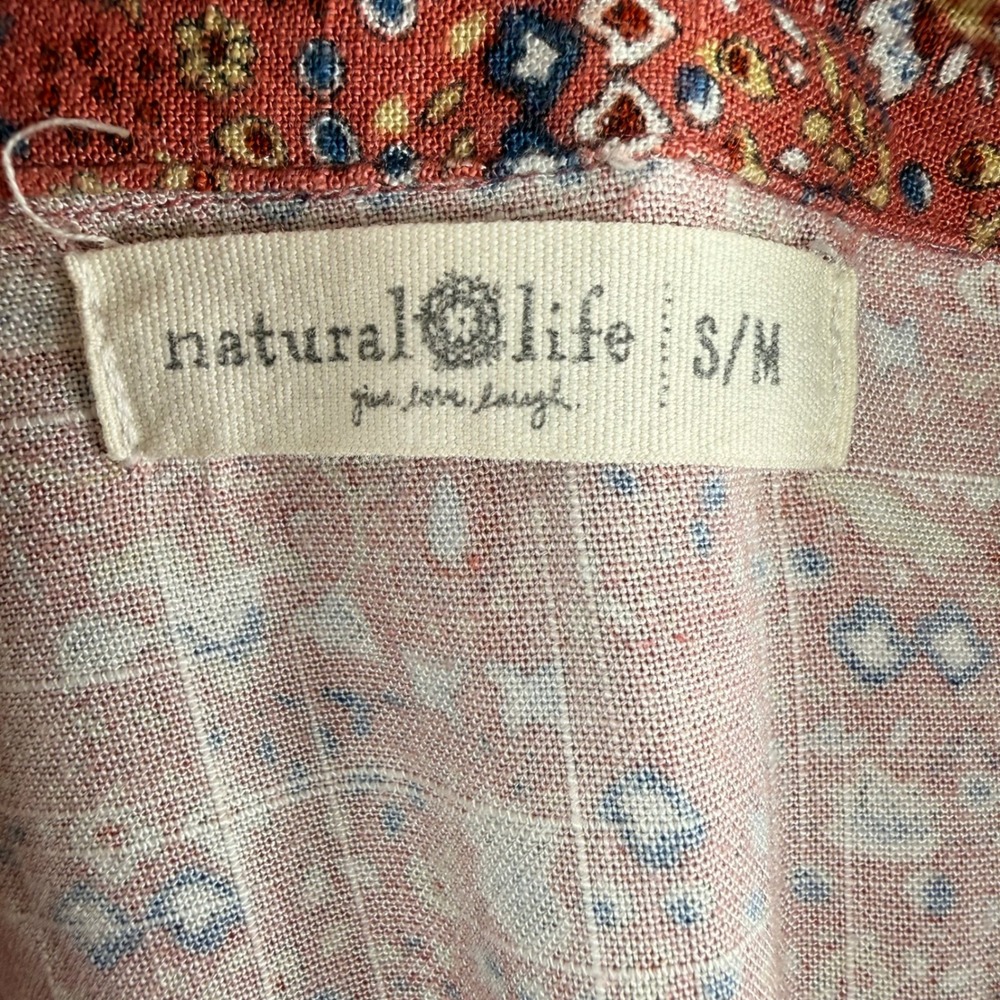 Natural Life Terracotta Floral Button Down Tiered Mini Dress Womens Size S/M - Picture 4 of 7